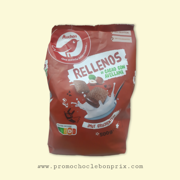 AUCHAN CEREAL SANS GLUTEN RELLENOS CACAO NOISETTE