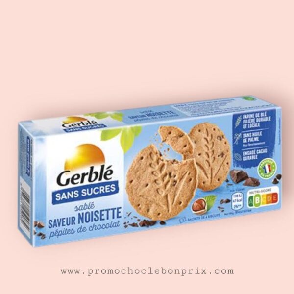 GERBLÉ SANS SUCRE SABLE NOISETTES PÉPITES CHOCOLAT