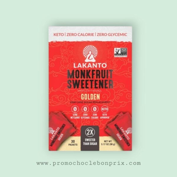 LAKANTO MONKFRUIT SWEETENER 30 PACKETS GOLDEN ERITRITOL KETO