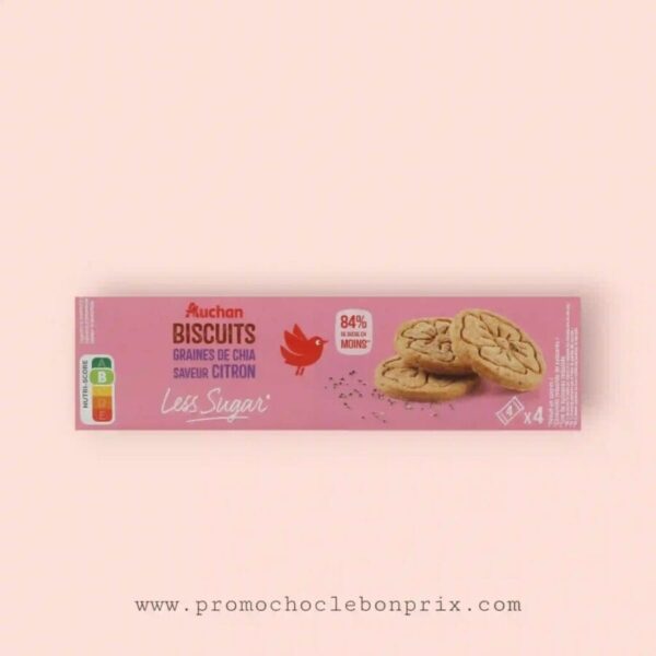 AUCHAN SANS SUCRE BISCUITS SAVEUR CHIA CITRON