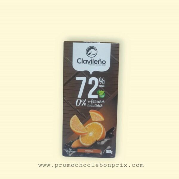 CLAVILENO CHOCOLAT NOIR 72% ORANGE STEVIA
