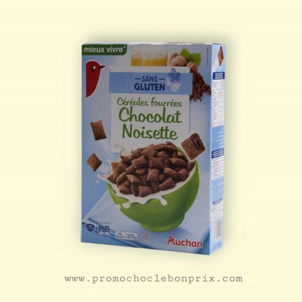 AUCHAN CEREAL CHOCOLAT NOISETTE SANS GLUTEN FR