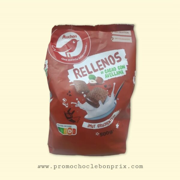 AUCHAN CEREAL SANS GLUTEN RELLENOS CACAO NOISETTE