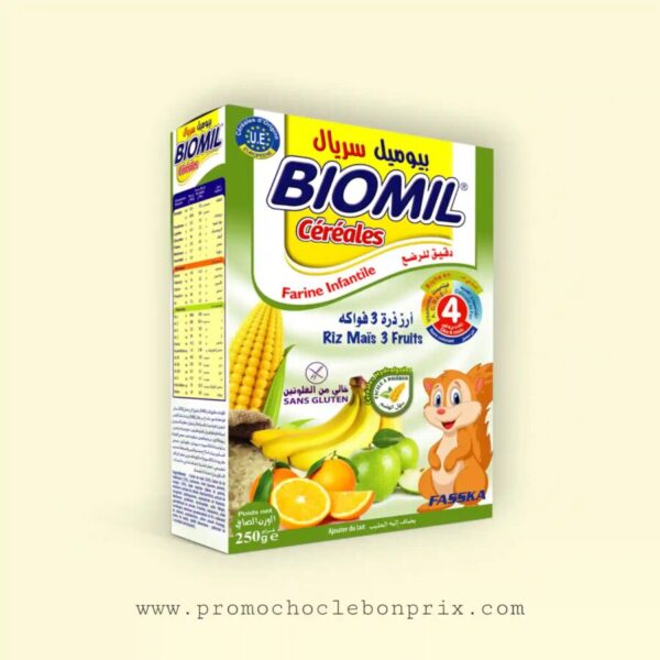 BIOMIL FARINE INFANTILE RIZ MAÏS 3 FRUITE SANS GLUTEN