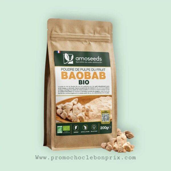 AMOSEEDS POUDRE DE PULPE DU FRUIT BAOBAB BIO